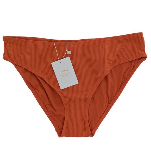 Andie Swim Bikini Bottom Ribbed Orange Sire NEW - Picture 5 of 6